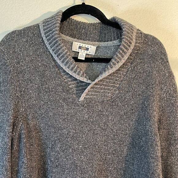 Joseph Abboud Men’s V Neck sweater two tone gray wool blend size Large - Picture 1 of 15